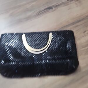 Elegant Black Vintage Clutch with Gold Accent